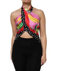 Dolce & Gabbana - Multicolor Halter Party Evening Cropped Top - Lyst