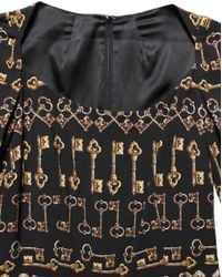 Dolce & Gabbana - Black Key Print Long Sleeves Sheath Midi Dress - Lyst