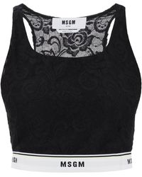 MSGM - Sports Bra In Lace With Logoed Band - Lyst