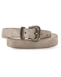 Brunello Cucinelli - Beige Calf Leather Bos Taurus Regular Belt - Lyst