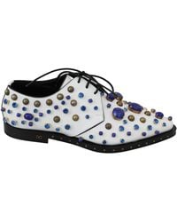 Dolce & Gabbana - Leather Crystals Dress Broque Shoes - Lyst