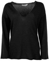 Alpha Studio - Black Cotton Sweater - Lyst