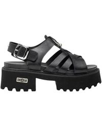 Cult - Black Leather Platform Sandals - Lyst
