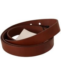 CoSTUME NATIONAL - Brown Leather Silver Fastening Belt - Lyst