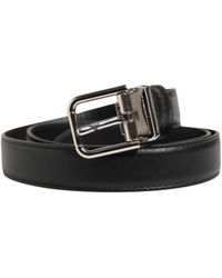 Dolce & Gabbana - Men Black Classic Leather Metal Buckle Belt - Lyst