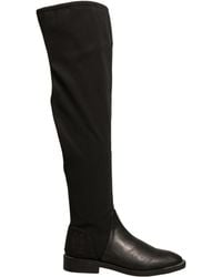 My Twin - Black Leather Suede Flats High Boots Shoes - Lyst
