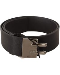 CoSTUME NATIONAL - Black Leather Silver Buckle Waist Belt - Lyst