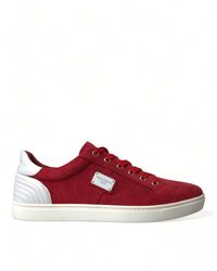 Dolce & Gabbana - Red Suede Leather Low Top Sneakers Shoes - Lyst