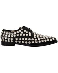 Dolce & Gabbana - Crystal-Embellished Leather Formal Flats - Lyst