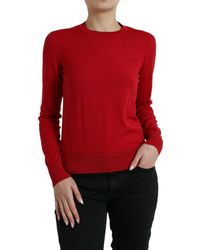 Dolce & Gabbana - Red Wool Knitted Crew Neck Pullover Sweater - Lyst