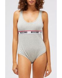 Moschino - Gray Cotton Bodysuit - Lyst