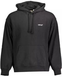 Levi's - Sleek Black Cotton Hoodie With Embroidered Logo - Lyst