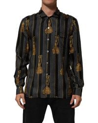 Dolce & Gabbana - Black Dotted Tassel Silk Button Down Shirt - Lyst