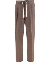 Brunello Cucinelli - Brown Linen Casual Pants - Lyst