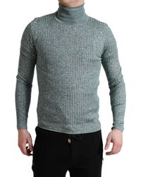 Dolce & Gabbana - Green Polyester Turtleneck Pullover Sweater - Lyst