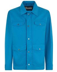 Herno - Blue Cotton Shell Jacket - Lyst