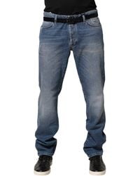 Jeckerson - Blue Washed Mid Waist Straight Men Denim Trouser Jeans - Lyst