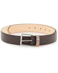 Paul Smith Men Belt 100% Leather Mini Made In Spain 38’ /100 With Box Black 
