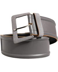 Patrizia Pepe - Gray Genuine Leather Square Silver Metal Buckle Belt - Lyst