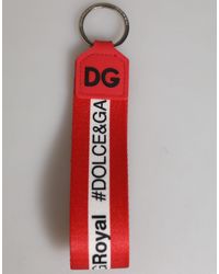 Dolce & Gabbana - Red Logo Polyester Silver Brass Holder Keychain Men Keyring - Lyst