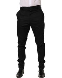 Dolce & Gabbana - Black Cotton Tapered Leg Dress Trouser Pants - Lyst