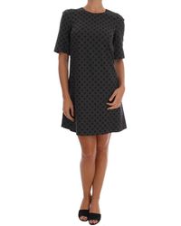 Dolce & Gabbana - Grey Polka Dotted Wool Stretch Dress - Lyst