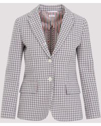 Thom Browne - White Small Check Cotton Jacket - Lyst