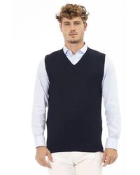 Alpha Studio - Blue Viscose Men's V - Lyst