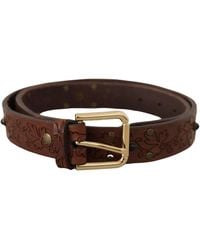 Dolce & Gabbana - Leather Floral Studded Metal Buckle Belt - Lyst