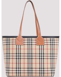 Burberry - Beige Archive Check London Tote - Lyst