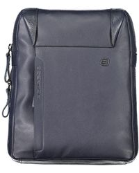 Piquadro - Elegant Leather Shoulder Bag With Adjustable Strap - Lyst