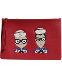 Dolce & Gabbana - Clutch In Dauphine Calfskin With Designers' Patches - Lyst