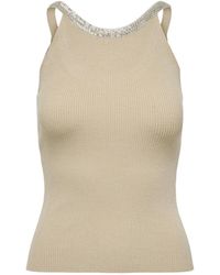 ONLY - Beige Nylon Elastane Tank Tops - Lyst