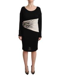Roberto Cavalli - Elegant Sheath Long Sleeve Boat Neck Dress - Lyst