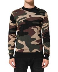Dolce & Gabbana - Multicolor Camouflage Crew Neck Men Pullover Sweater - Lyst
