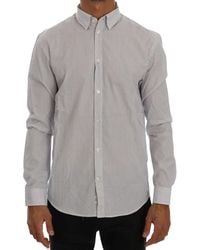Frankie Morello - White Blue Striped Casual Cotton Regular Fit Shirt - Lyst
