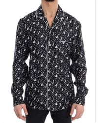 Dolce & Gabbana - Dolce Gabbana Black Silk White Jazz Print Casual Shirt - Lyst