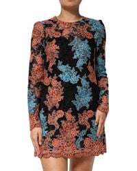Dolce & Gabbana - Floral Lace Long Sleeve Dress - Lyst