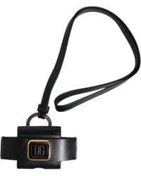 Dolce & Gabbana - Leather Strap Metal Logo Plaque Airpods Case - Lyst