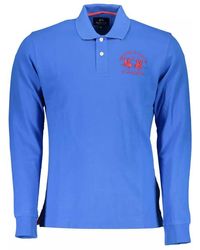 La Martina - Blue Cotton Polo Shirt - Lyst