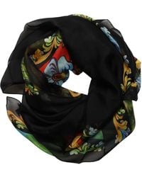 Dolce & Gabbana - Dark Gray Silk Scenery Print Foulard Scarf - Lyst