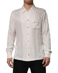 Dolce & Gabbana - Silk Dg Logo Print Long Sleeves Shirt - Lyst