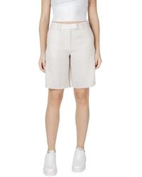 VILA CLOTHES - Beige Viscose Bermuda Shorts - Lyst