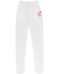 Marni - "Jeans With Embroidered Logo And Flower Patch - Lyst