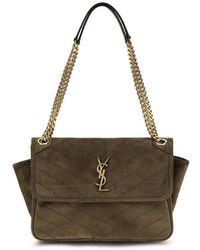Saint Laurent - Bicolor Suede Leather Shoulder Bag - Lyst
