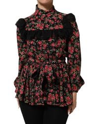 Dolce & Gabbana - Floral Print Long Sleeve Blouse Top - Lyst