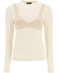 A.W.A.K.E. MODE Knit Top With Bralette Detail - Natural