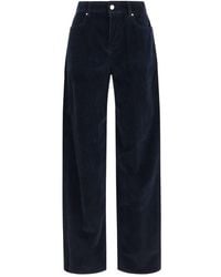 Max Mara - Blue Cotton Casual Pants - Lyst