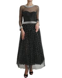 Dolce & Gabbana - Crystal Embellished A-Line Gown Dress - Lyst