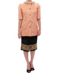 Dolce & Gabbana - Silk Brocade Crystal Jacket Coat - Lyst
